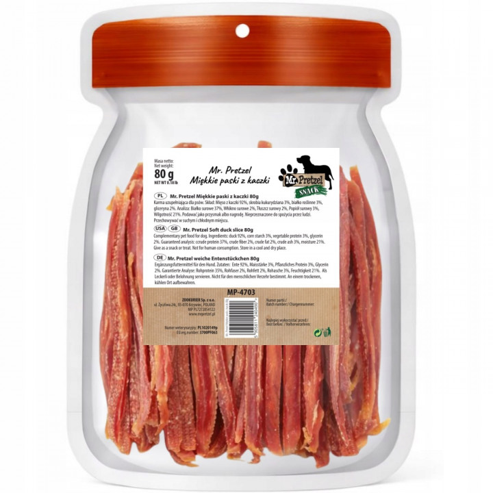 Mr. Pretzel Miękkie paski z kaczki 80g