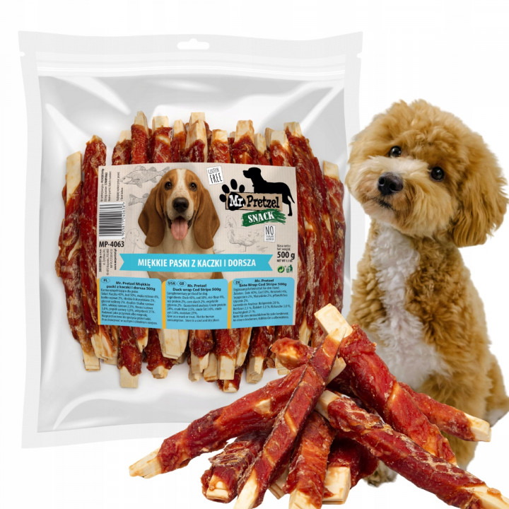 Mr. Pretzel Miękkie paski z kaczki i dorsza 500g