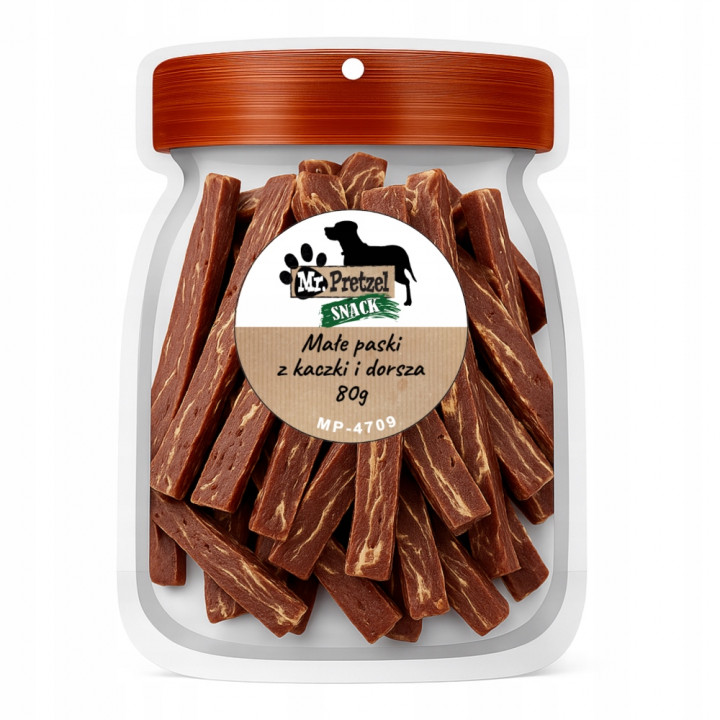 Mr. Pretzel Małe paski z kaczki i dorsza 80g